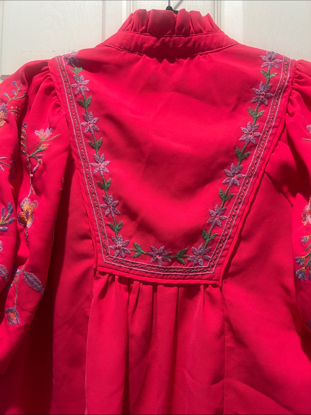 Umgee Hot Pink Embroidered Puff-Sleeve Dress - Picture 9 of 11